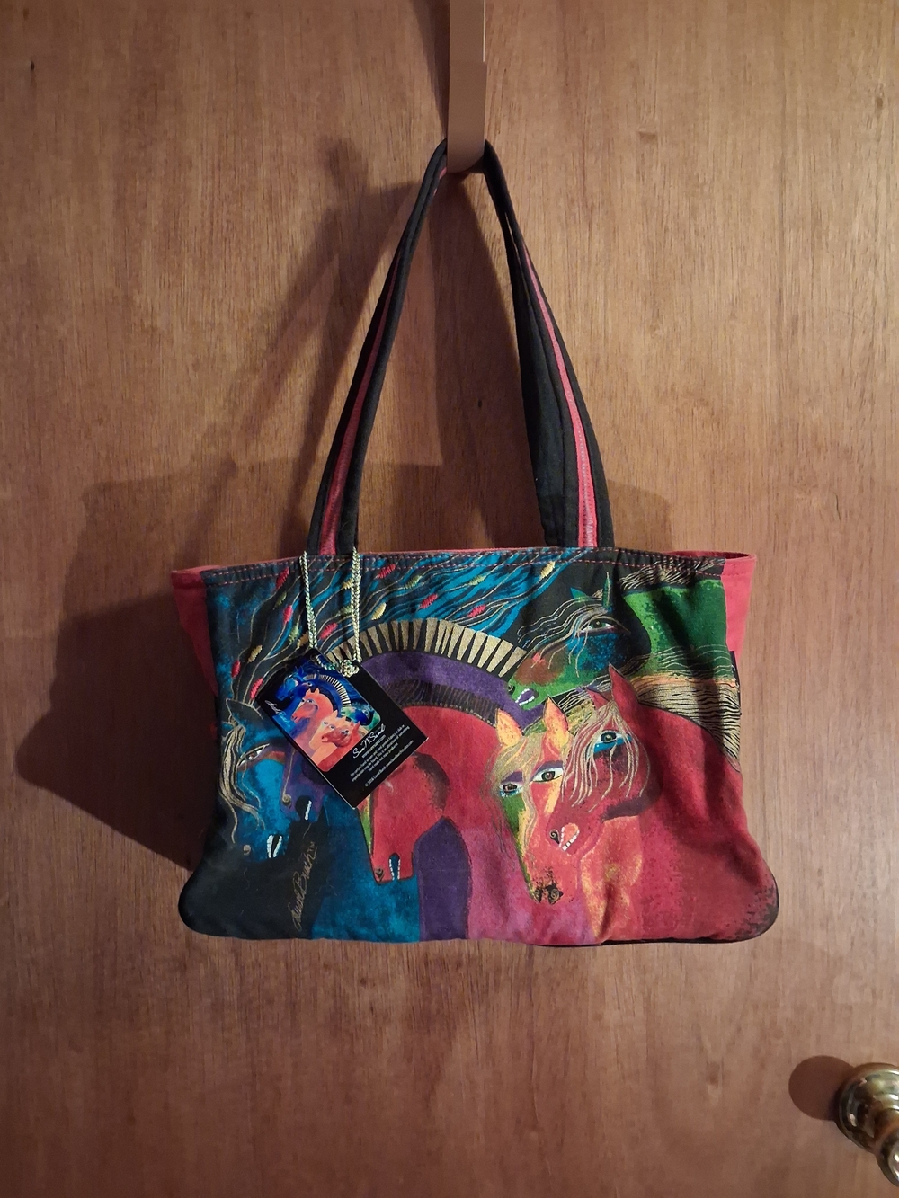 Laurel Burch Multicolor Horse Canvas Shoulder Bag NWT